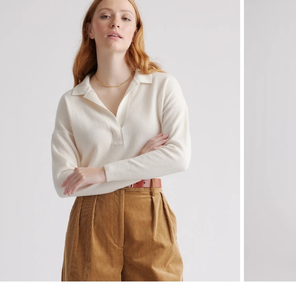 Quince Mongolian Cashmere Polo Ivory